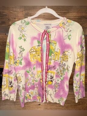 Notations Cream & Pink Floral Cardigan